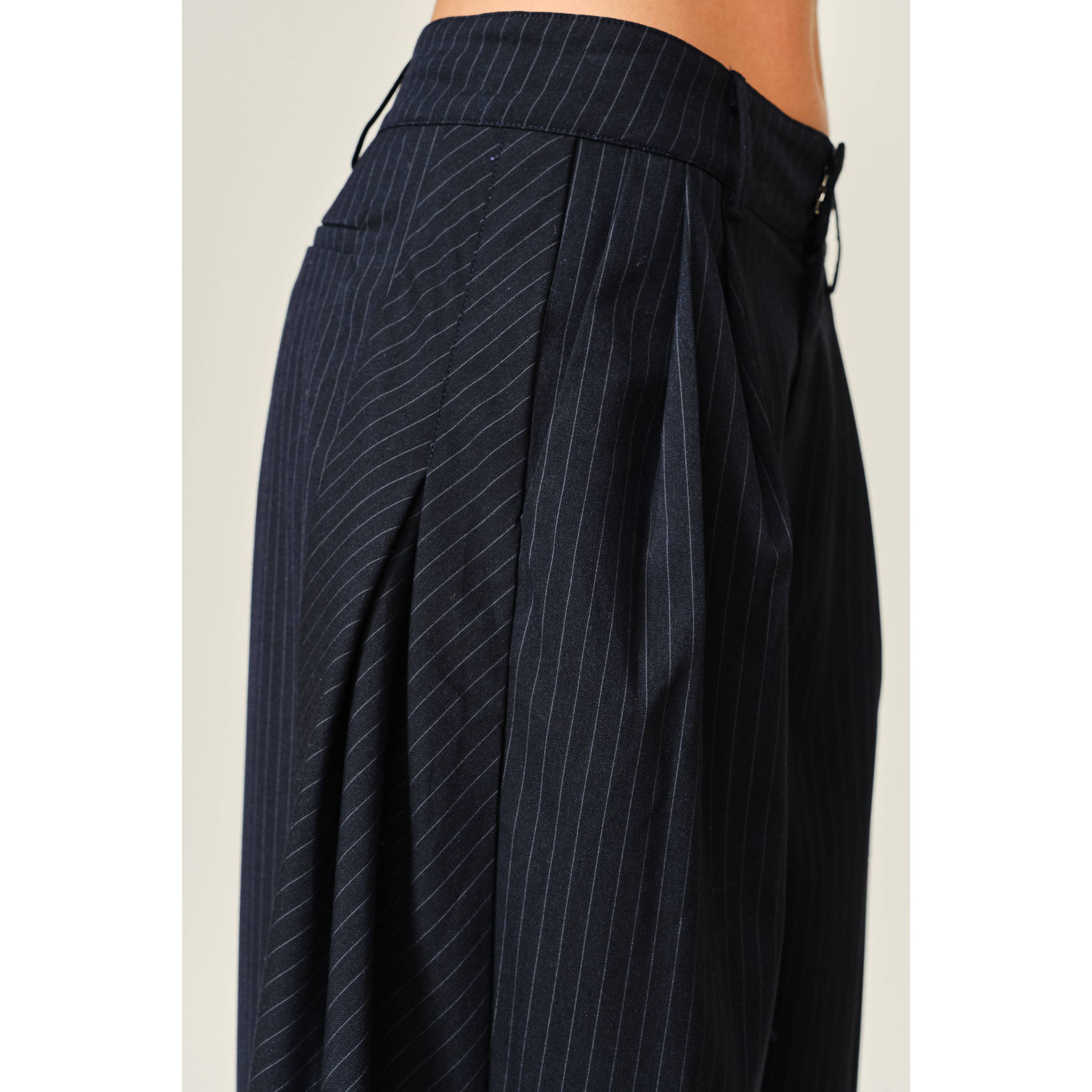 Stripe Classic Barrel Pants - Navy