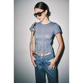 Amber Fine Knit Tie Waist Top - Navy