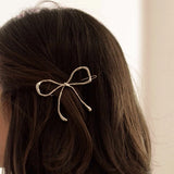 Metal Bow Barrette Hair Clip - Silver