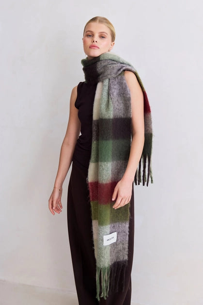 The Reykjavik Scarf - Mossy Green Check