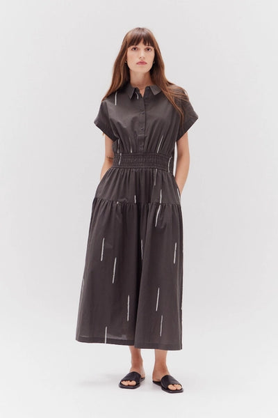Cotton Print Shirt Dress - Kombu