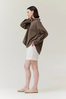 Shirred Back Cotton Shirt - Umber
