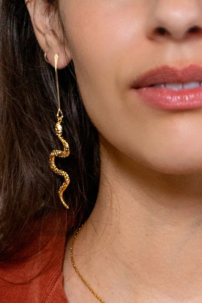 Squiggle Snake 24K Gold Plated Earring