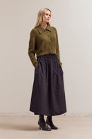 Button Up Collar Neck Cardigan - Dark Moss