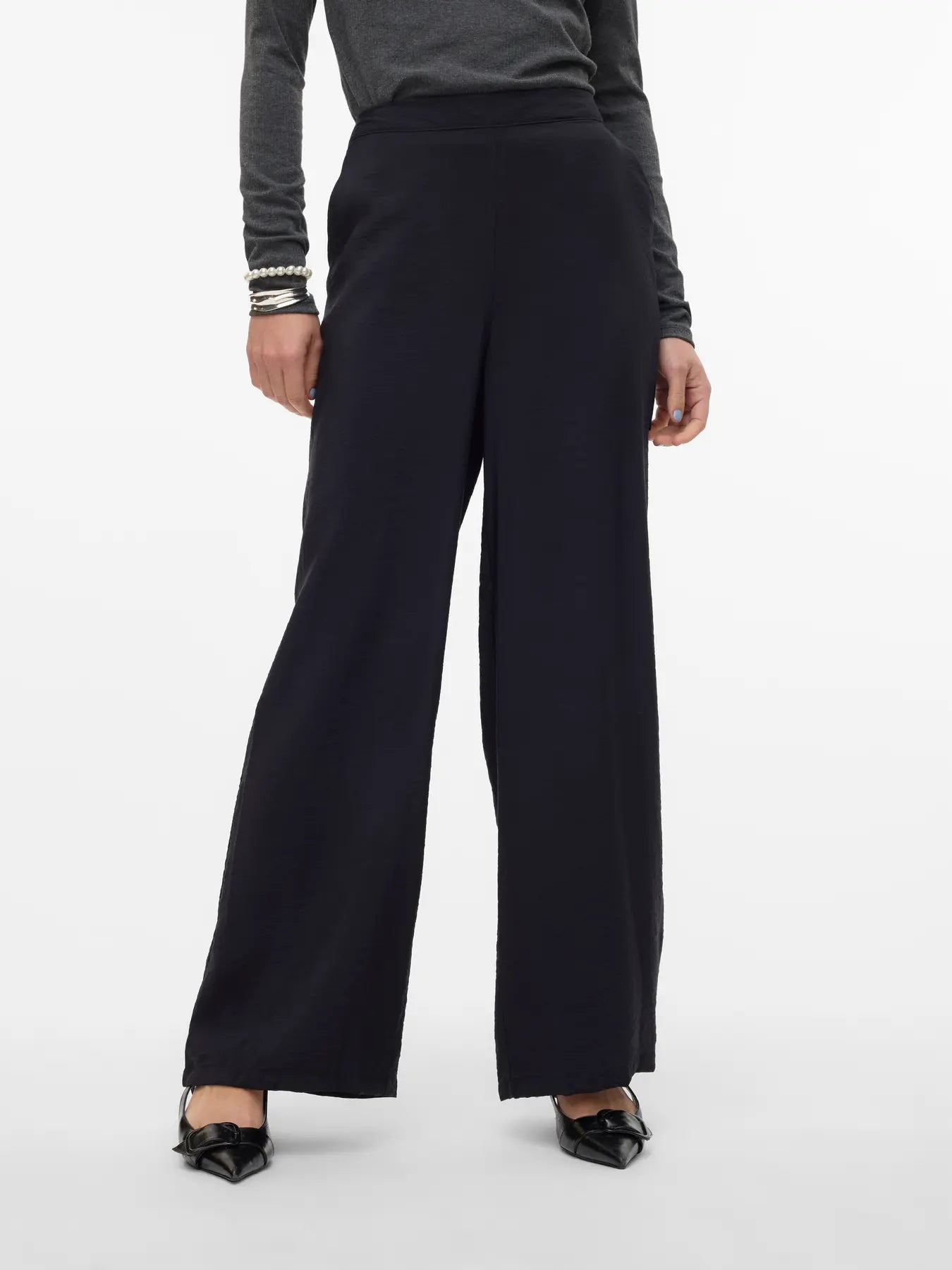 Josie High Waisted Wide Pants - Black