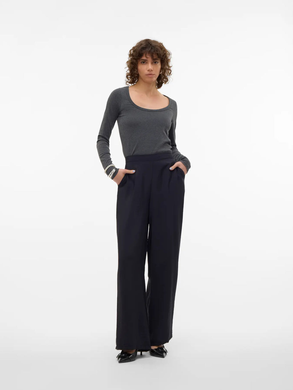 Josie High Waisted Wide Pants - Black