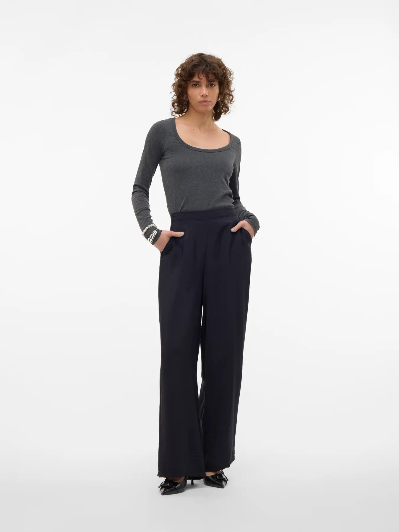 Josie High Waisted Wide Pants - Black
