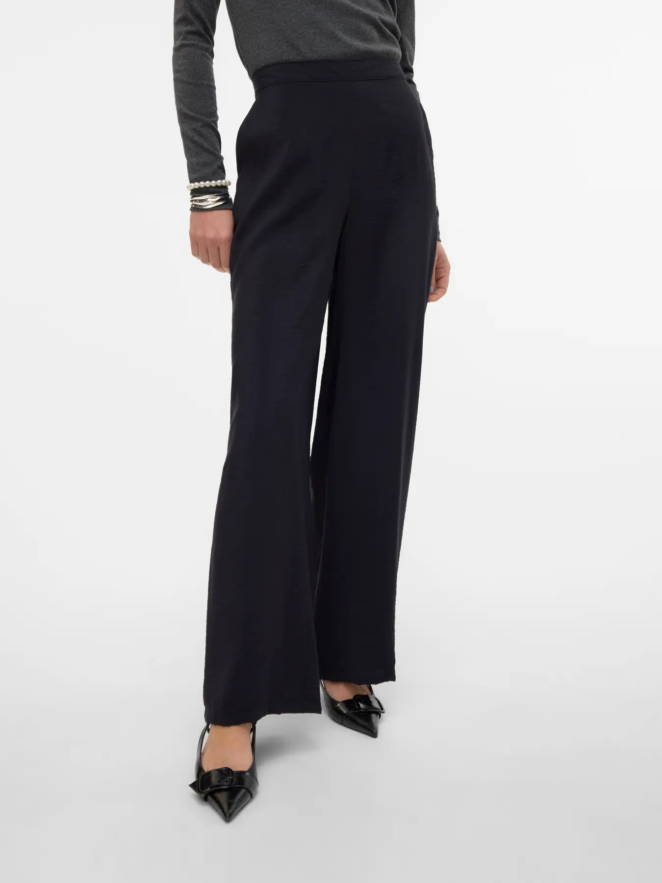 Josie High Waisted Wide Pants - Black