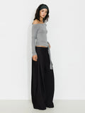 Wide-Leg Tapered Tailored Trousers