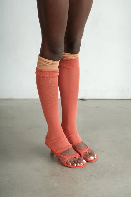 Layered Color Block Knee-High Socks