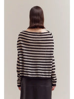 Stripe Off Shoulder Knit - Black