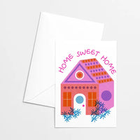 Home Sweet Home House Risograph Greeting Card