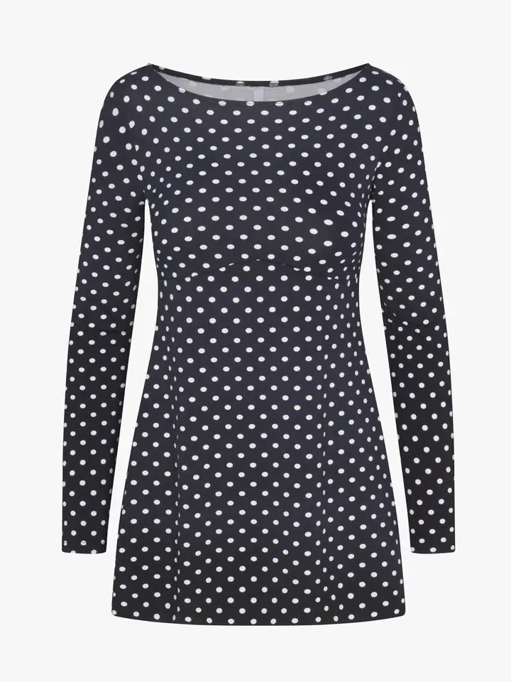 Boatneck Dress - Domino Dot