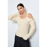 Cecily Asymmetrical Tie Sweater - Oatmeal
