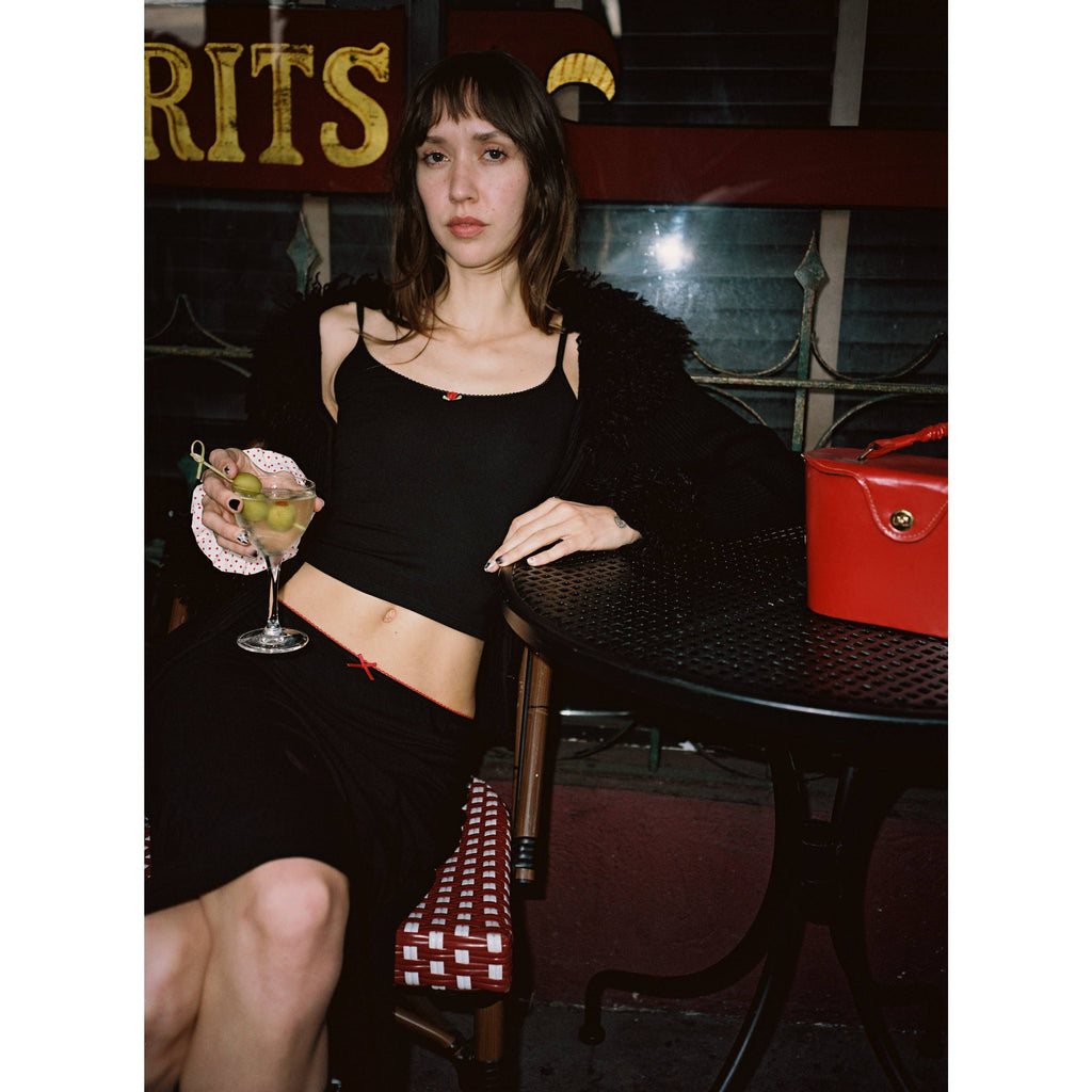 Bias Midi Slip Skirt - Onyx/Cherry