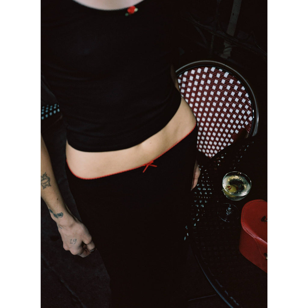 Bias Midi Slip Skirt - Onyx/Cherry