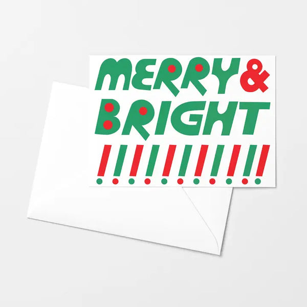 Merry & Bright Exclaim Risograph Greeting Card