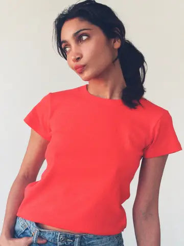 Pointelle Baby Tee - Red