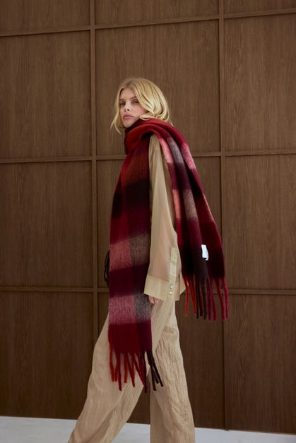 The Reykjavik Scarf - Burgundy Check