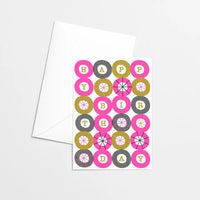 Happy Birthday Pink Circles Risograph Greeting Card