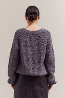 Opened V-Neck Sweater - Charcoal