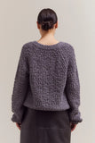 Opened V-Neck Sweater - Charcoal