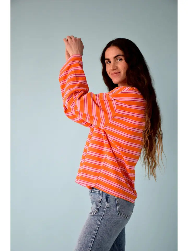 Nuria Orange And Fuchsia Long Sleeve Shirt