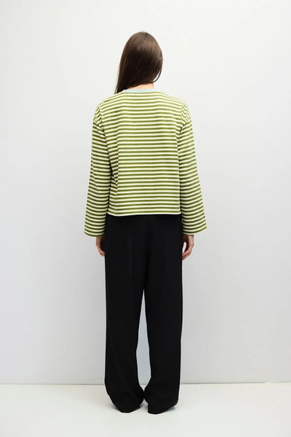 The Jessie Top - Olive/Cream/Blue