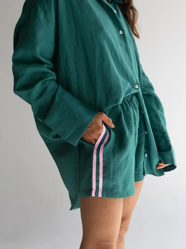 Linen Short - Bottle Green