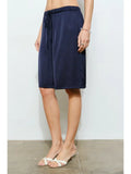 Lily Relaxed Fit Satin Long Shorts - Navy