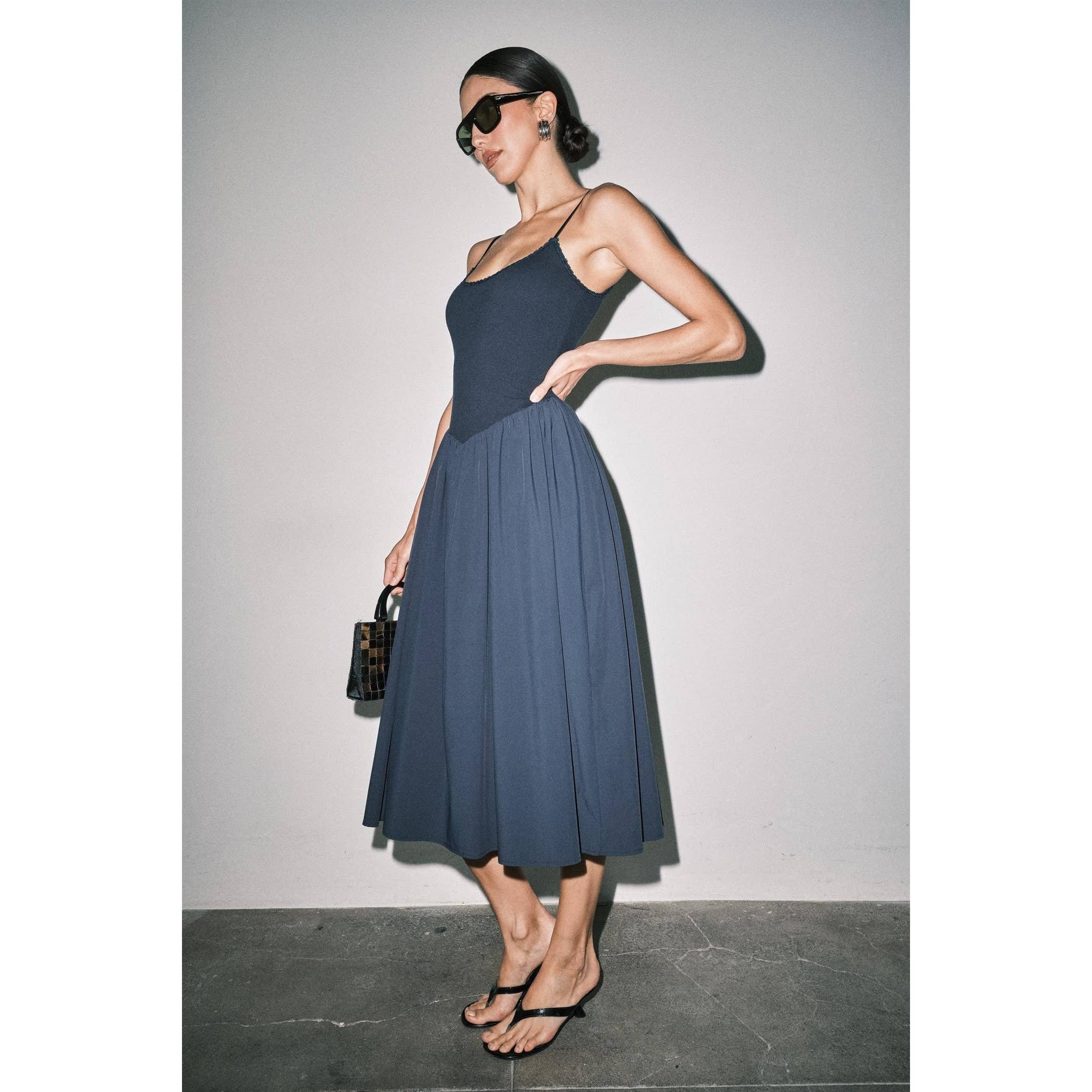 Chloe Contrast Maxi Dress - Navy