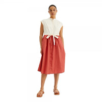 Two-Tone Midi Shirt Dress