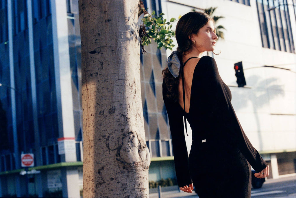 Cowl Back Long Sleeve - Onyx