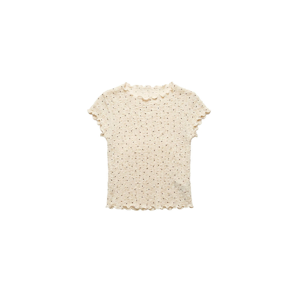 Gingham Print Ruffle-Edge Top