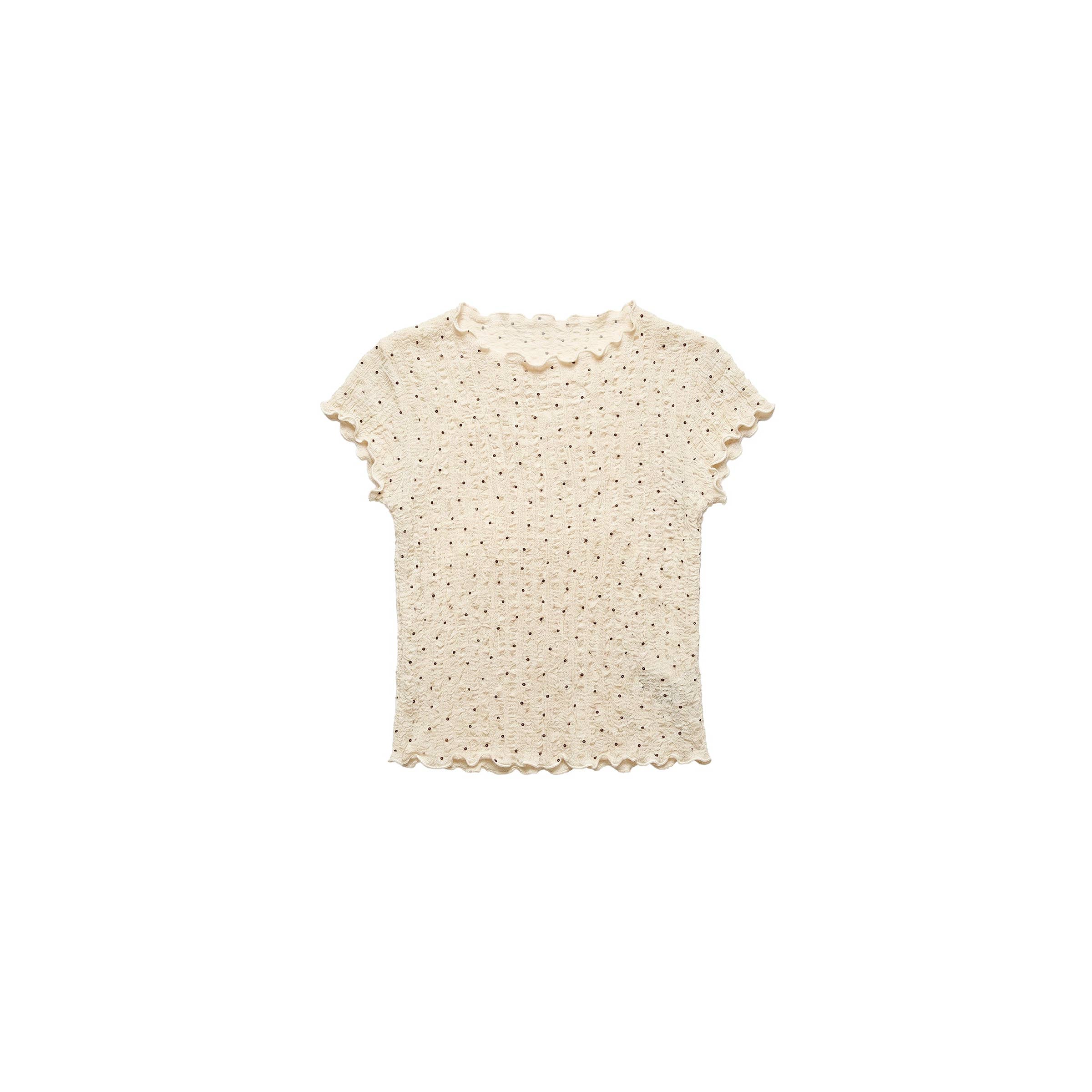 Gingham Print Ruffle-Edge Top