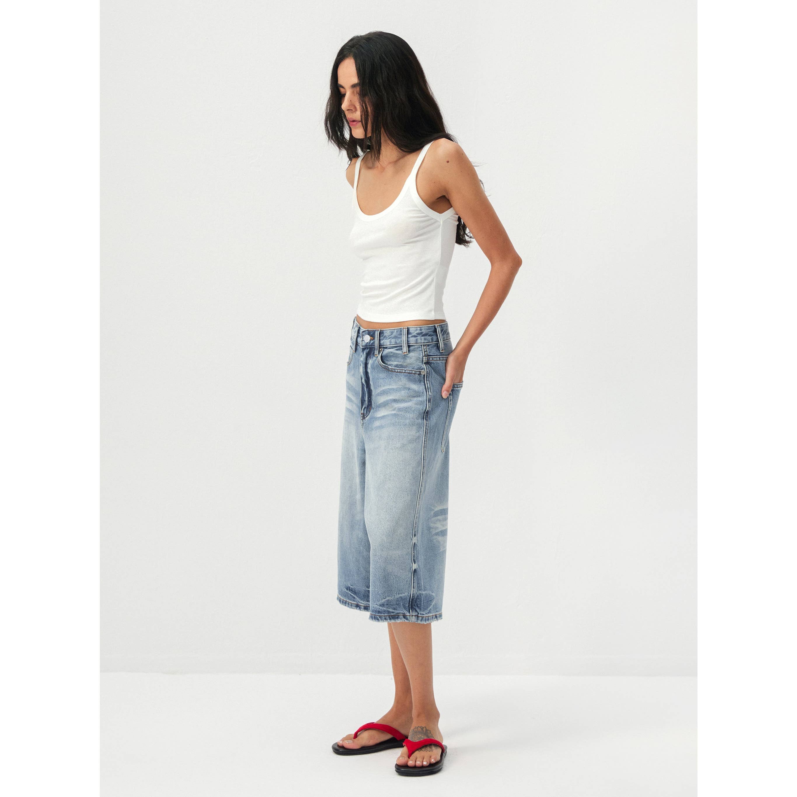 Lyocell-Linen Blend Tank Top - White