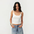 Lyocell-Linen Blend Tank Top - White