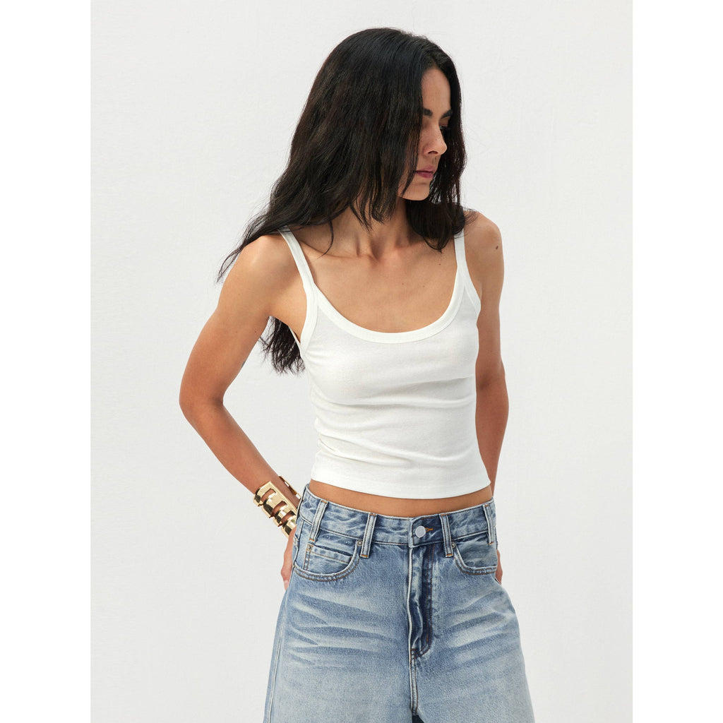 Lyocell-Linen Blend Tank Top - White