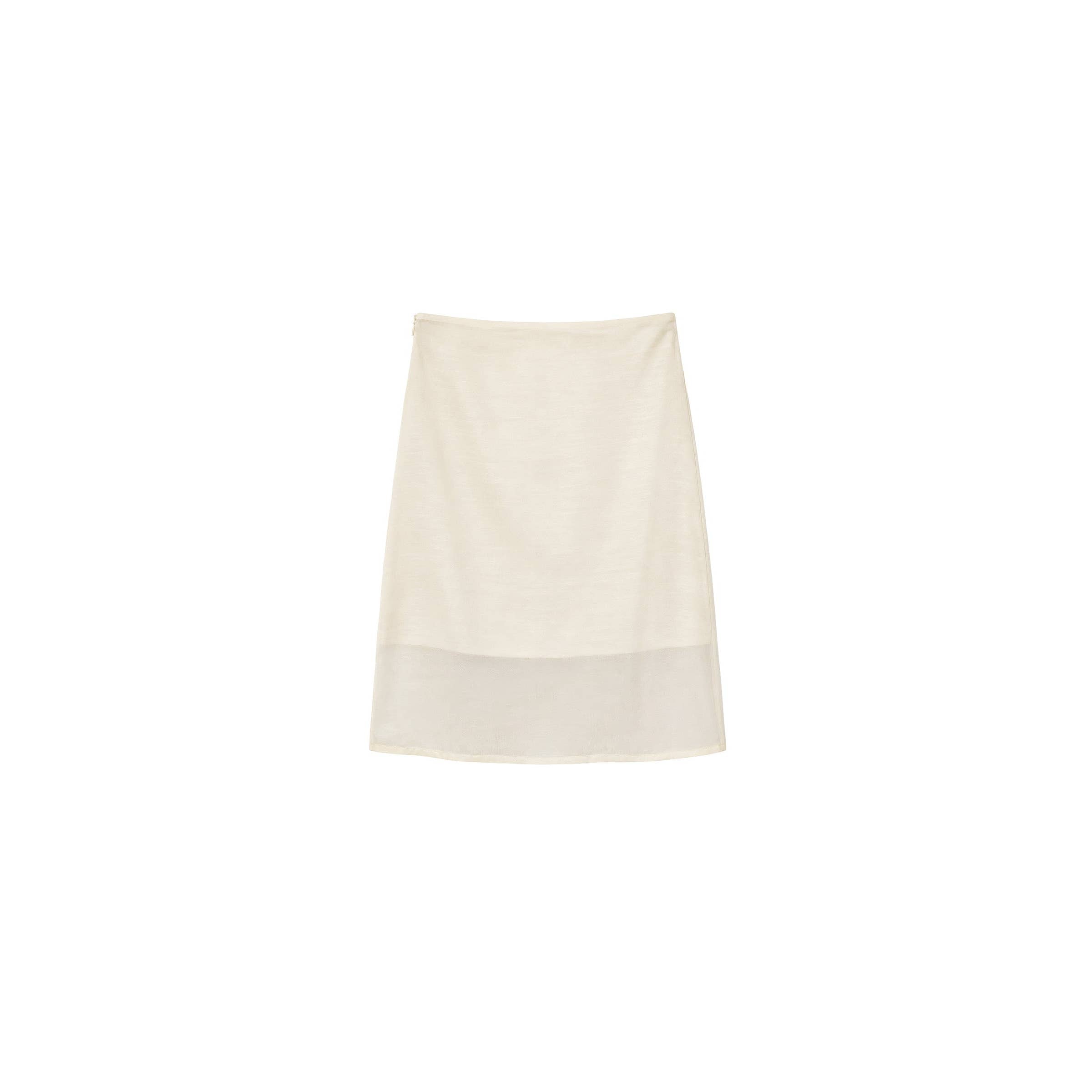 Lyocell Semi-Sheer Pencil Midi Skirt - Beige