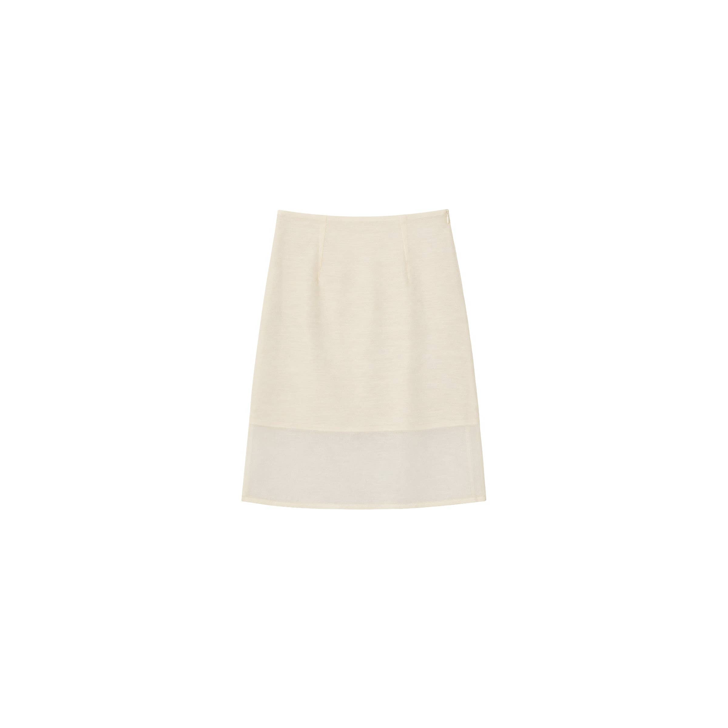 Lyocell Semi-Sheer Pencil Midi Skirt - Beige