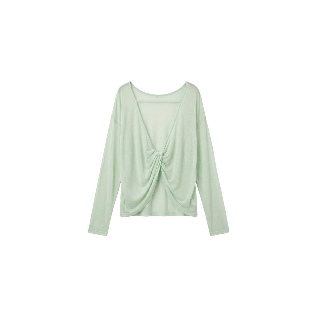 Lyocell Sheer Open-Back Top - Green