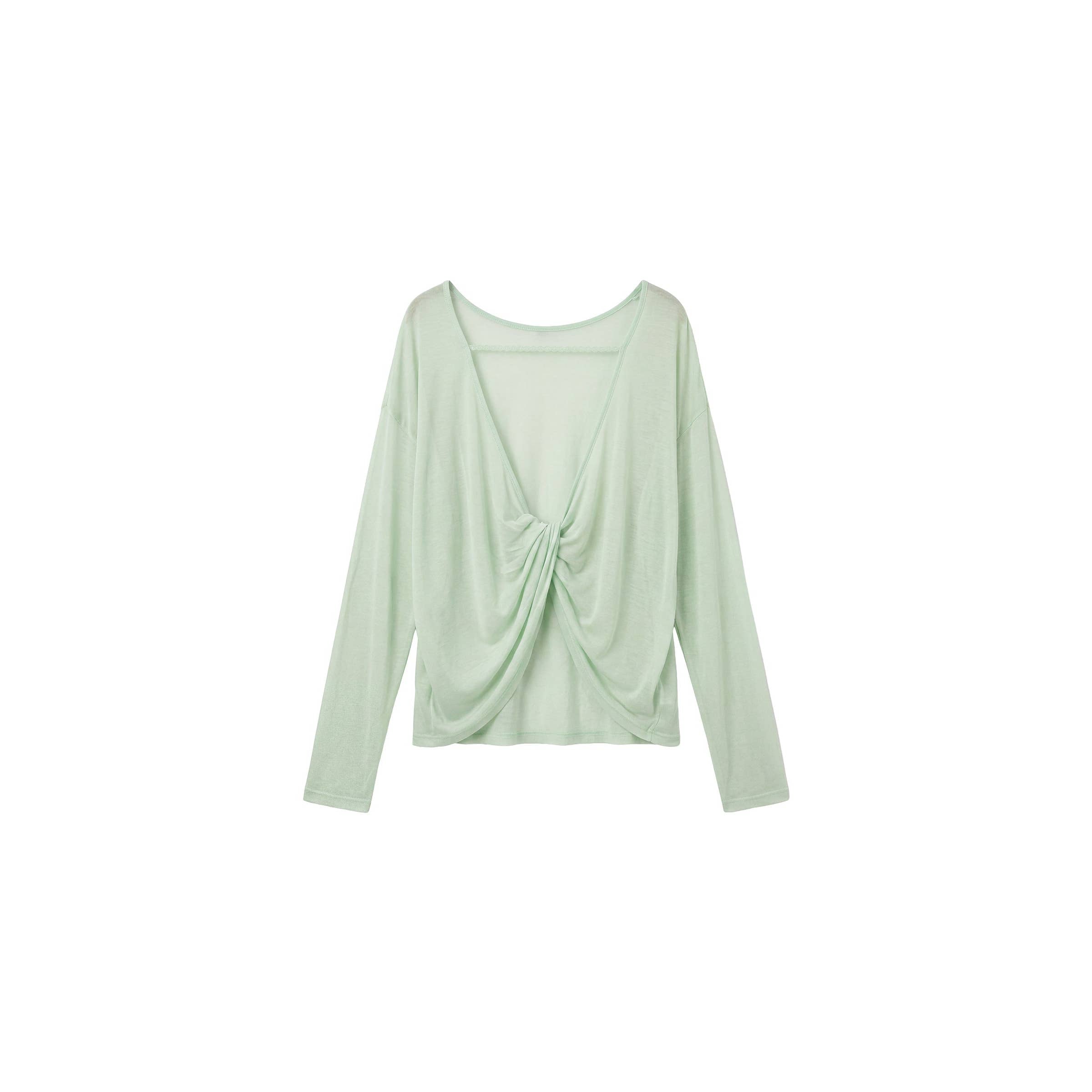 Lyocell Sheer Open-Back Top - Green