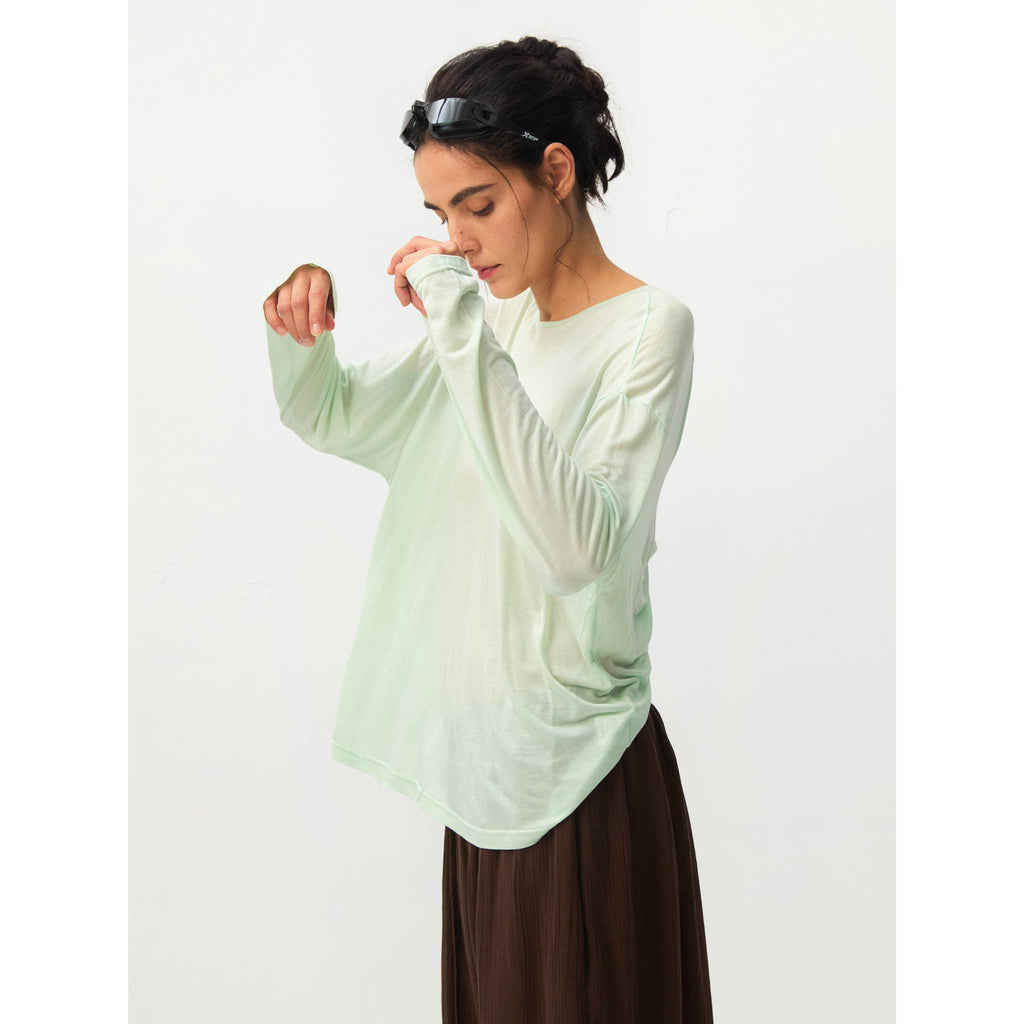 Lyocell Sheer Open-Back Top - Green