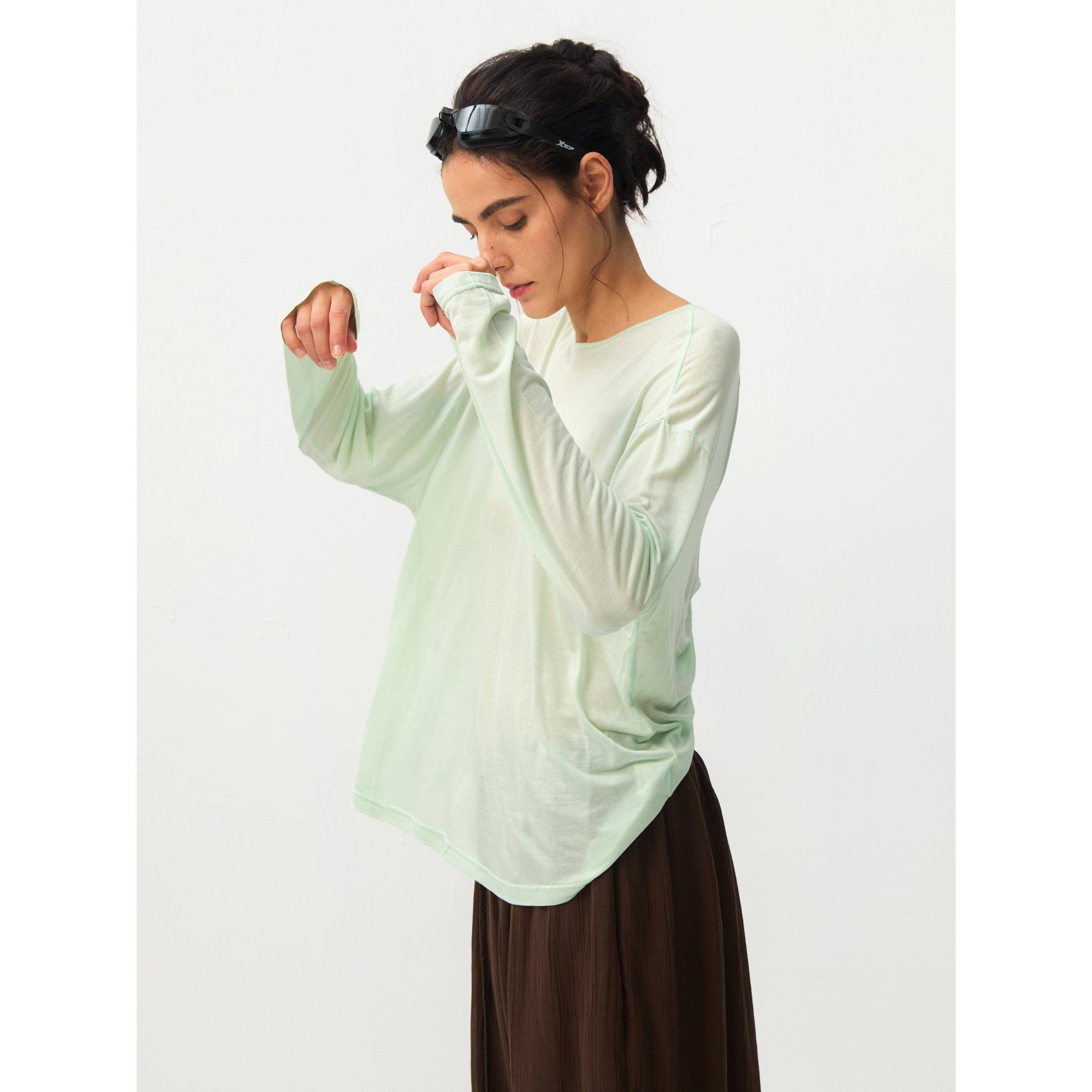 Lyocell Sheer Open-Back Top - Green