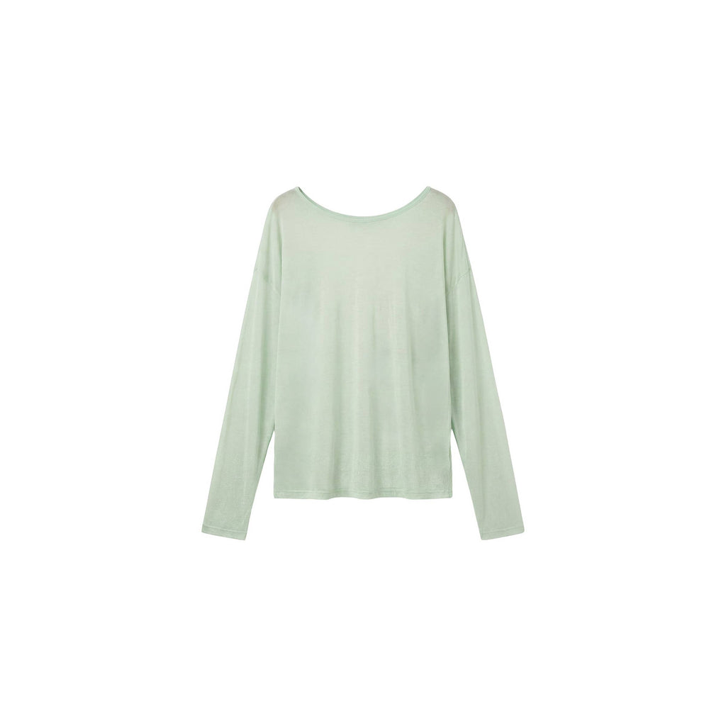Lyocell Sheer Open-Back Top - Green