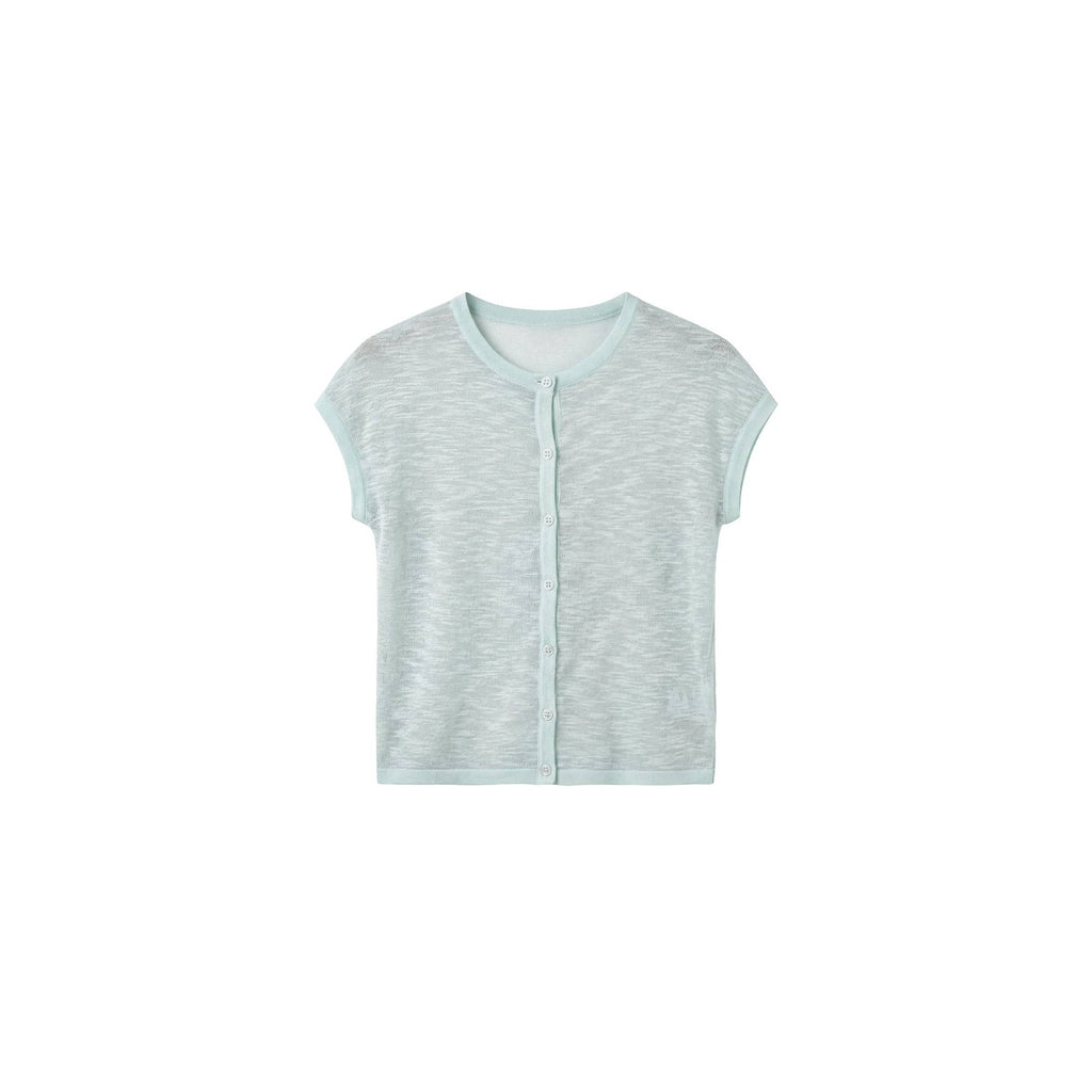 Recycled Viscose Sheer Knit Cardigan - Mint Green