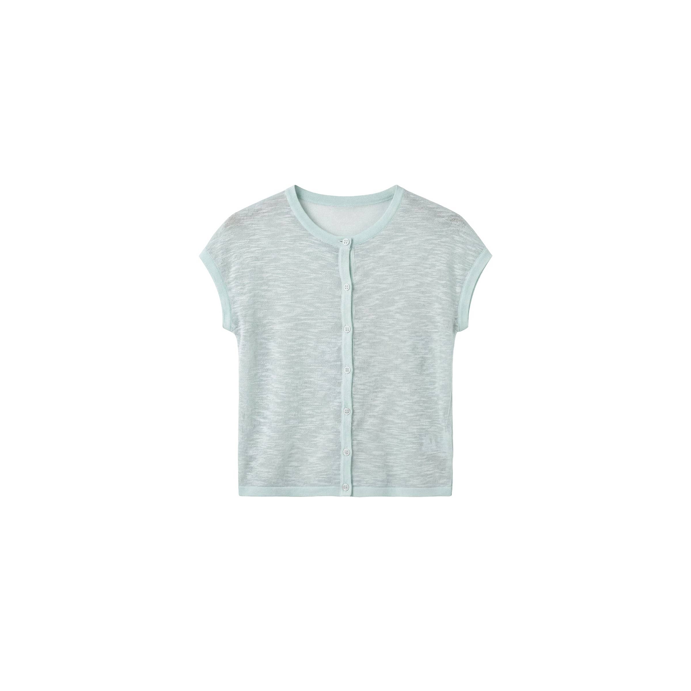 Recycled Viscose Sheer Knit Cardigan - Mint Green