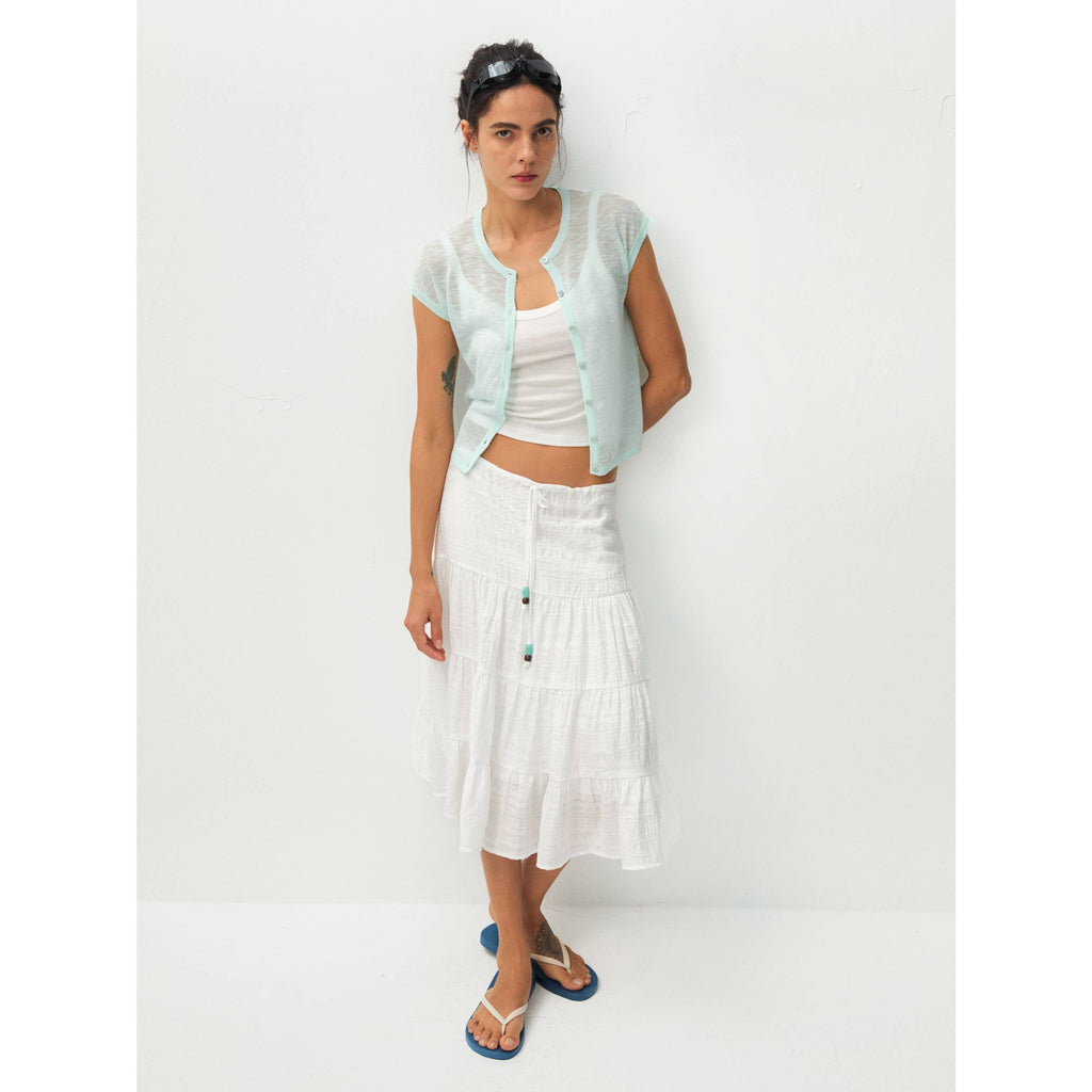 Recycled Viscose Sheer Knit Cardigan - Mint Green