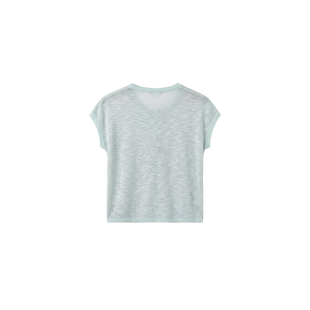Recycled Viscose Sheer Knit Cardigan - Mint Green