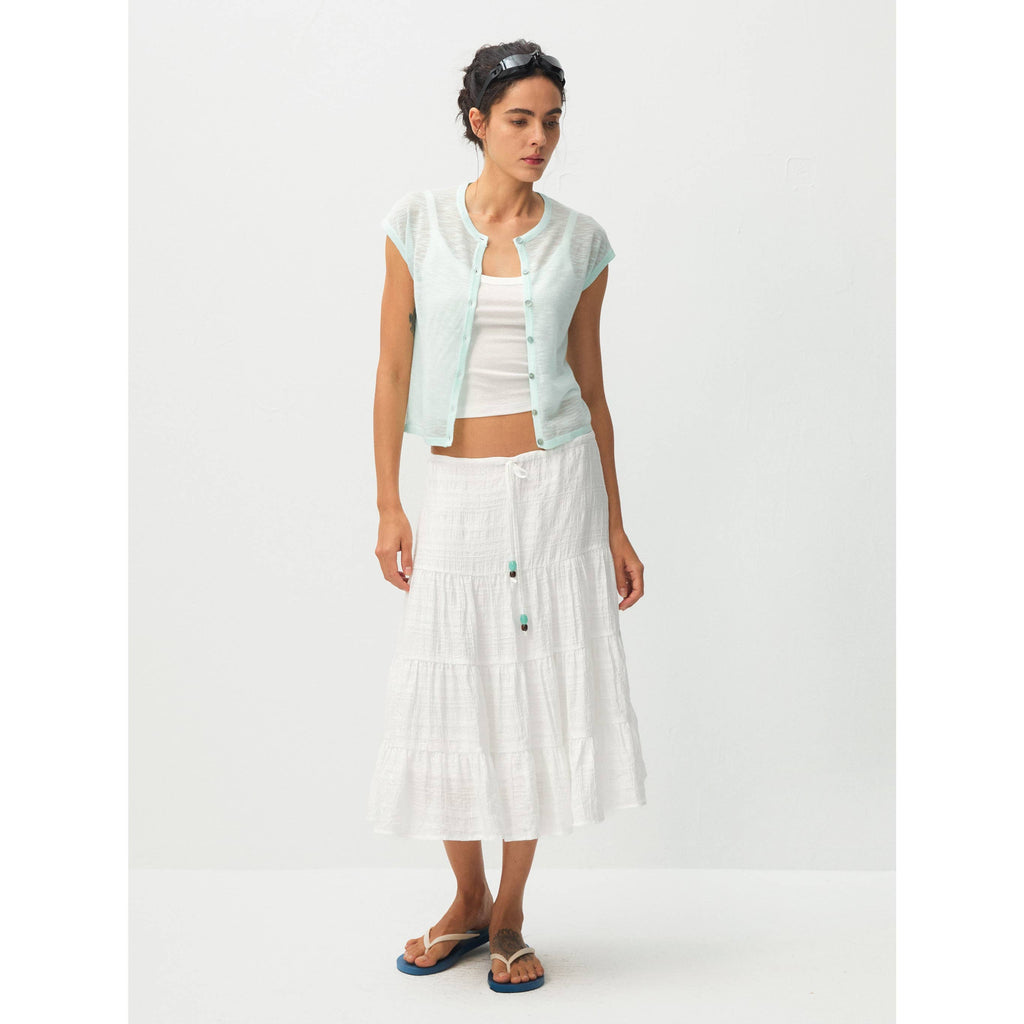 Recycled Viscose Sheer Knit Cardigan - Mint Green